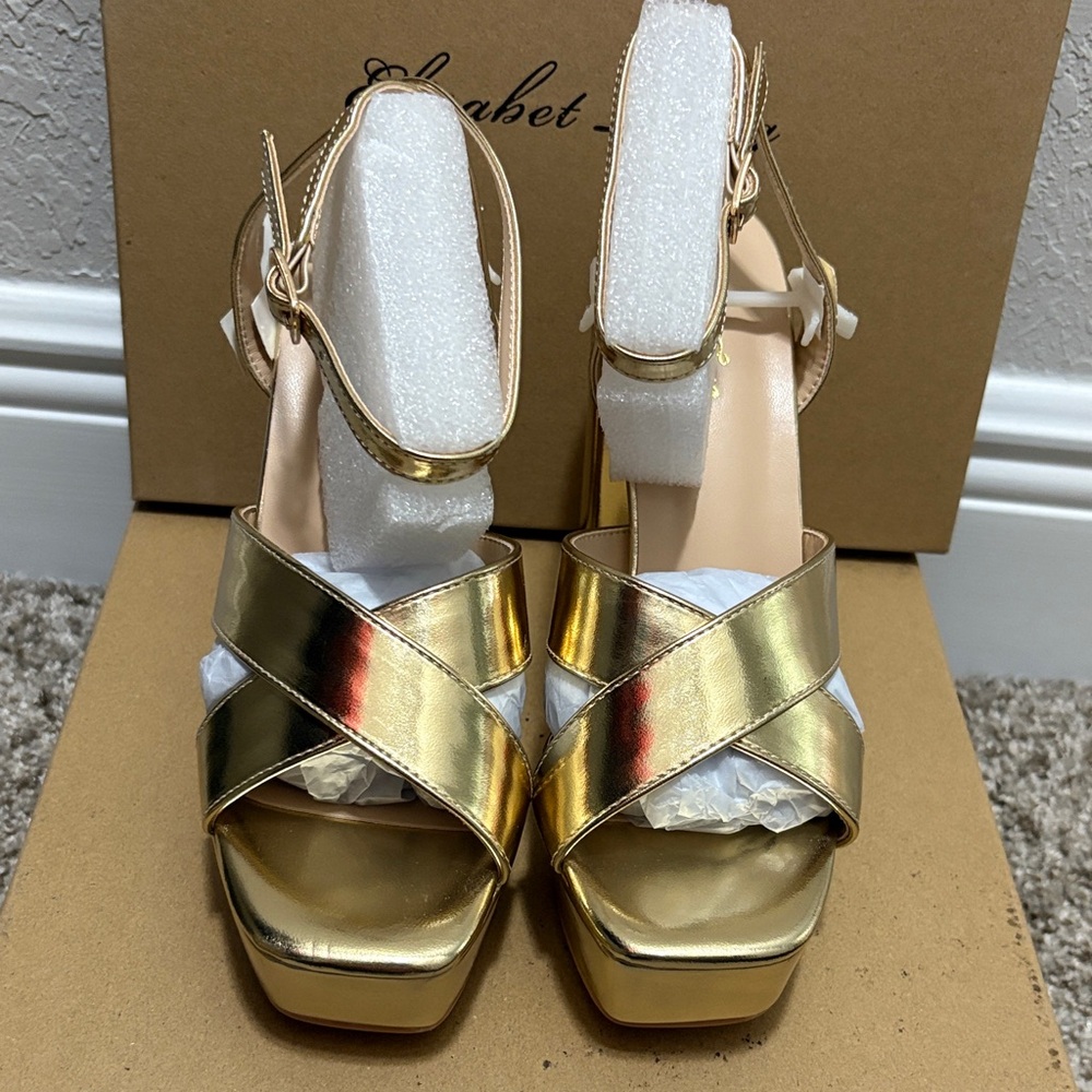 Chic Gold Strappy Heels